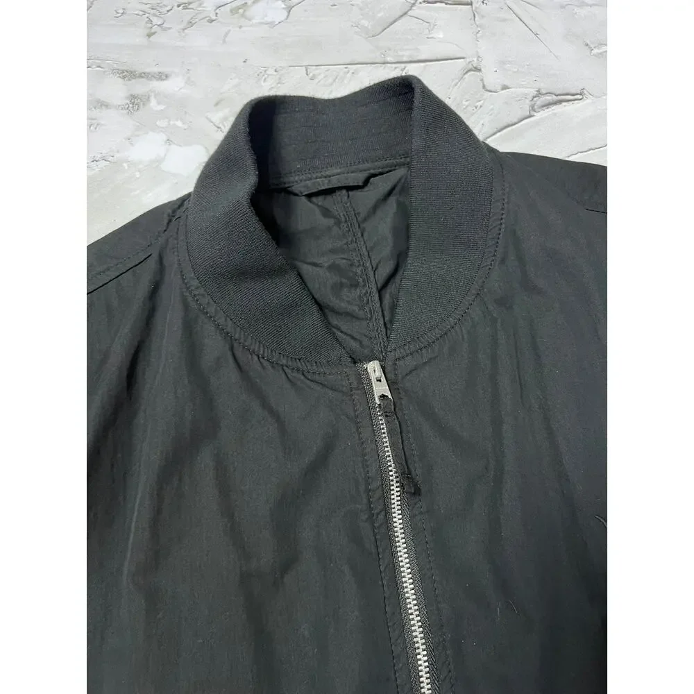 AllSaints Bassett Bomber Jacke SIZE L Black Ruched Back Lightweight Pockets NWOT